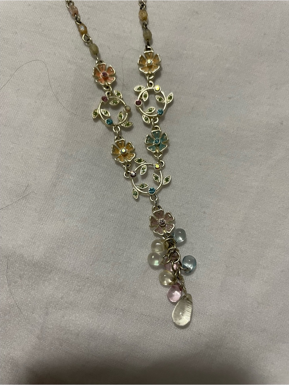 Delicate Floral Drop Necklace in Pastel Multicolor